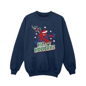 Spider-Man Girls Happy Holidays Sweatshirt / Navy Blue